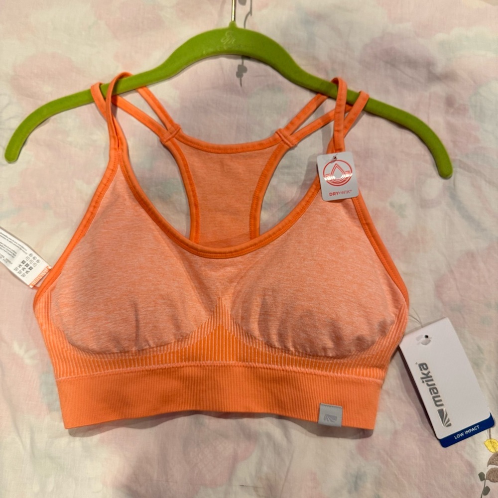 Marika Light Orange Low Impact Strappy Racerback Sports Bra